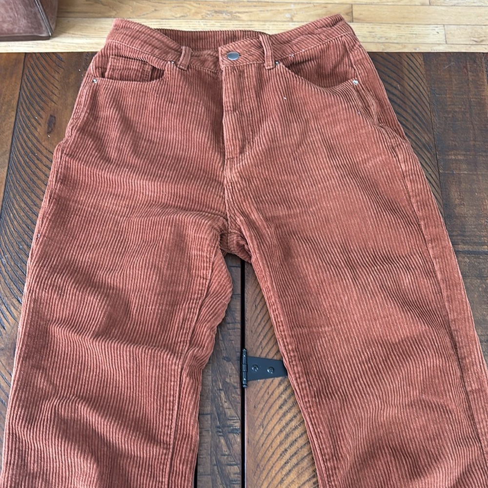 SHEIN Terracotta Corduroy Straight Leg Pants - Picture 2 of 6